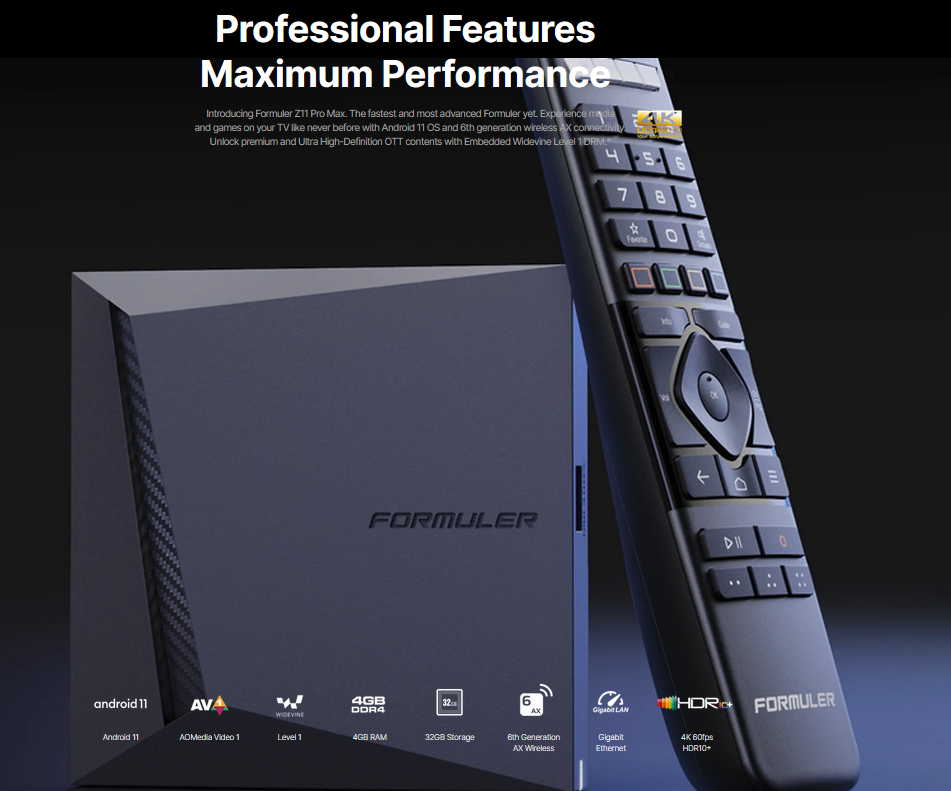 Formuler Z11 Pro Max Android 11 IPTV Box 4K 4/32GB, Receivers